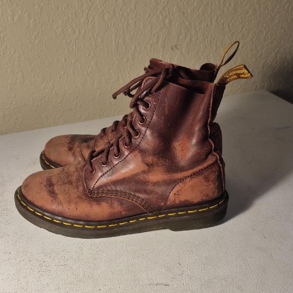 Dr. Martens Distressed Brown Leather Boots - Picture 3 of 10